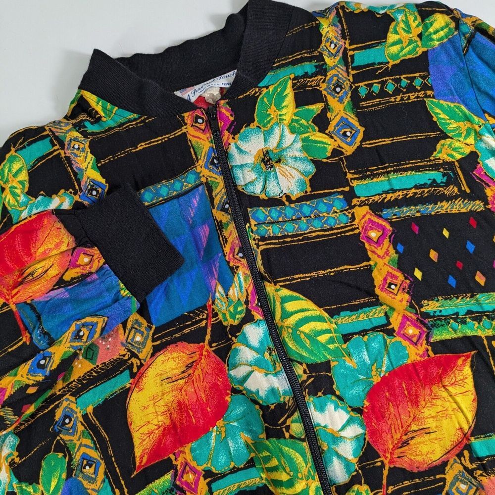 Vintage A Personal Touch Women's 18W Full Zip 80's Floral‎ Abstract Jacket USA